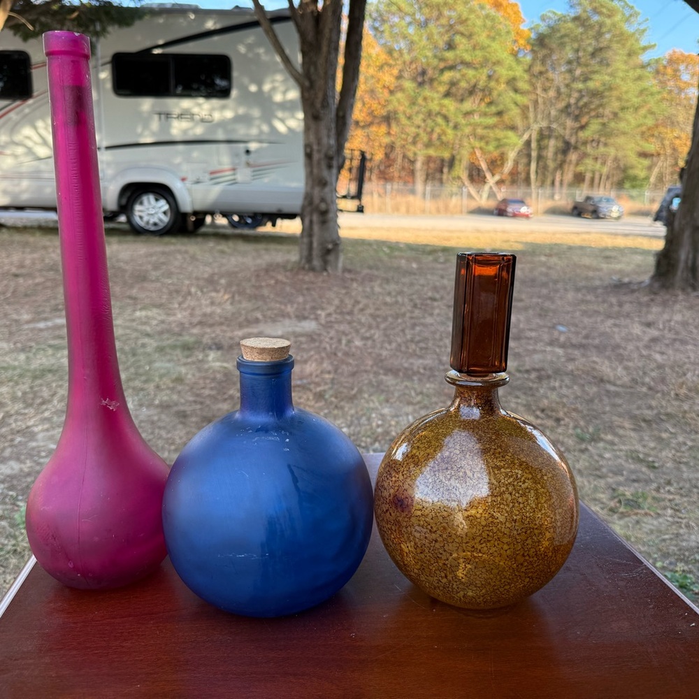Set of 3 vintage decorative bottles made in Spain